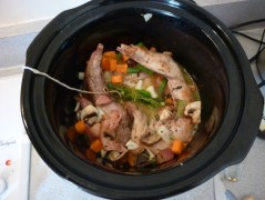Everything in the slow cooker.  