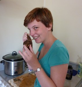 Hannah, demonstrating correct the neolithic technique.  